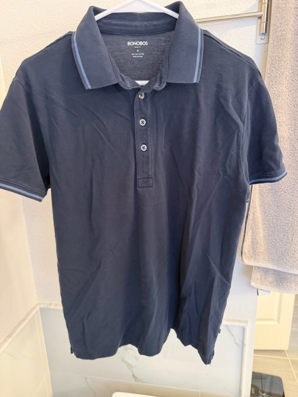 Bonobos Navy Polo with Light Blue Trim